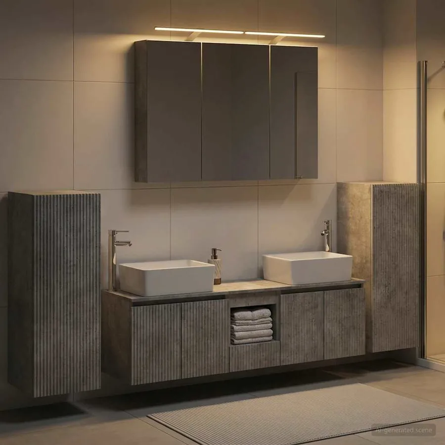 Ensemble de mobilier de salle de bain 6 pcs Gris béton - 4