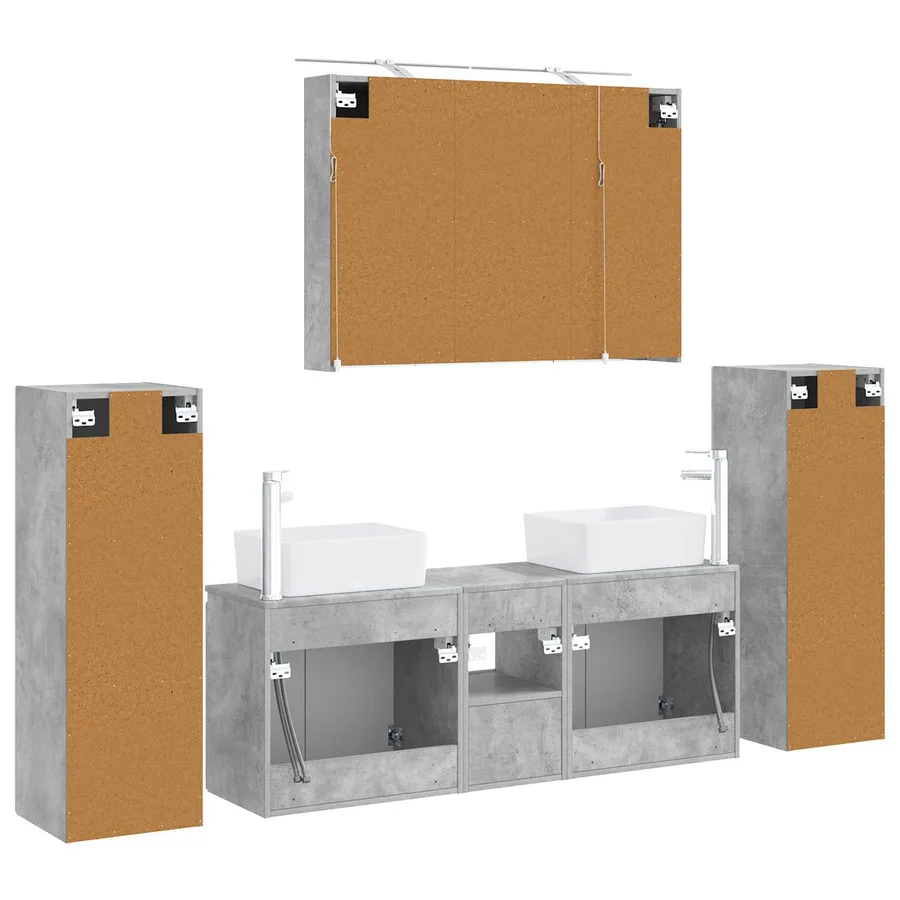 Ensemble de mobilier de salle de bain 6 pcs Gris béton - 9