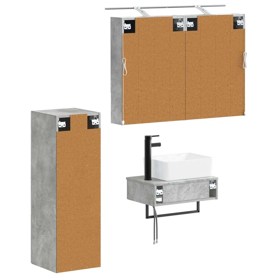 Ensemble d'armoire de salle de bain 4 pcs Gris béton - 5