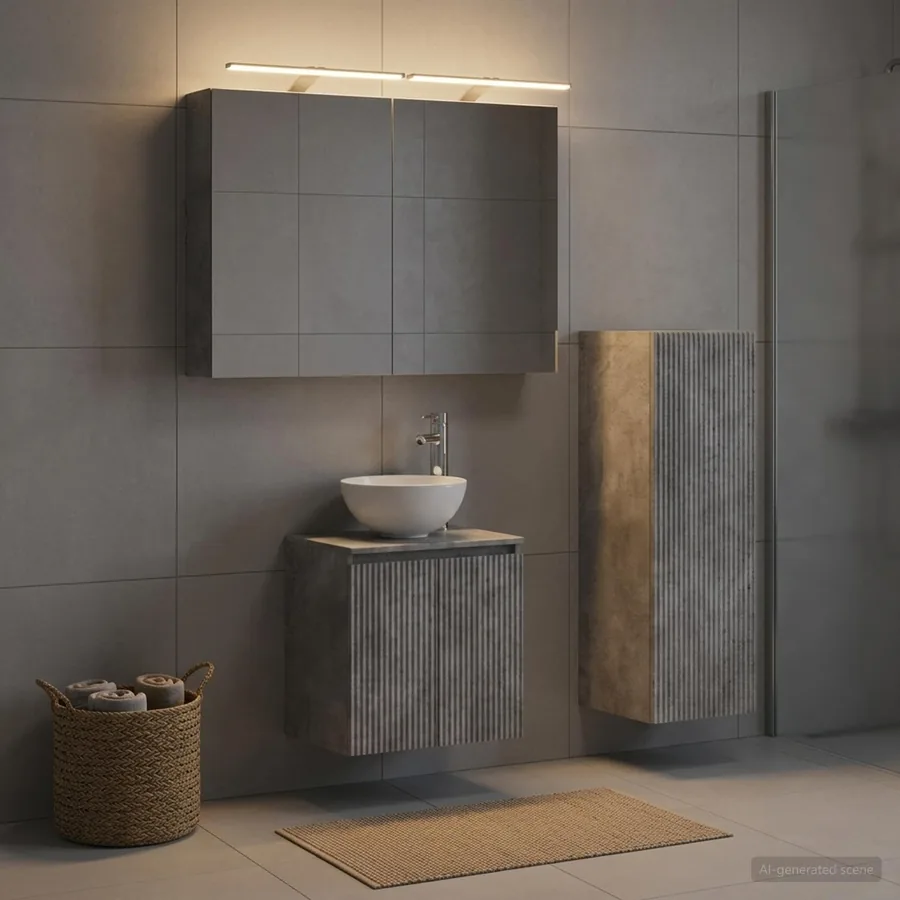Ensemble de mobilier de salle de bain 4 pcs Gris béton