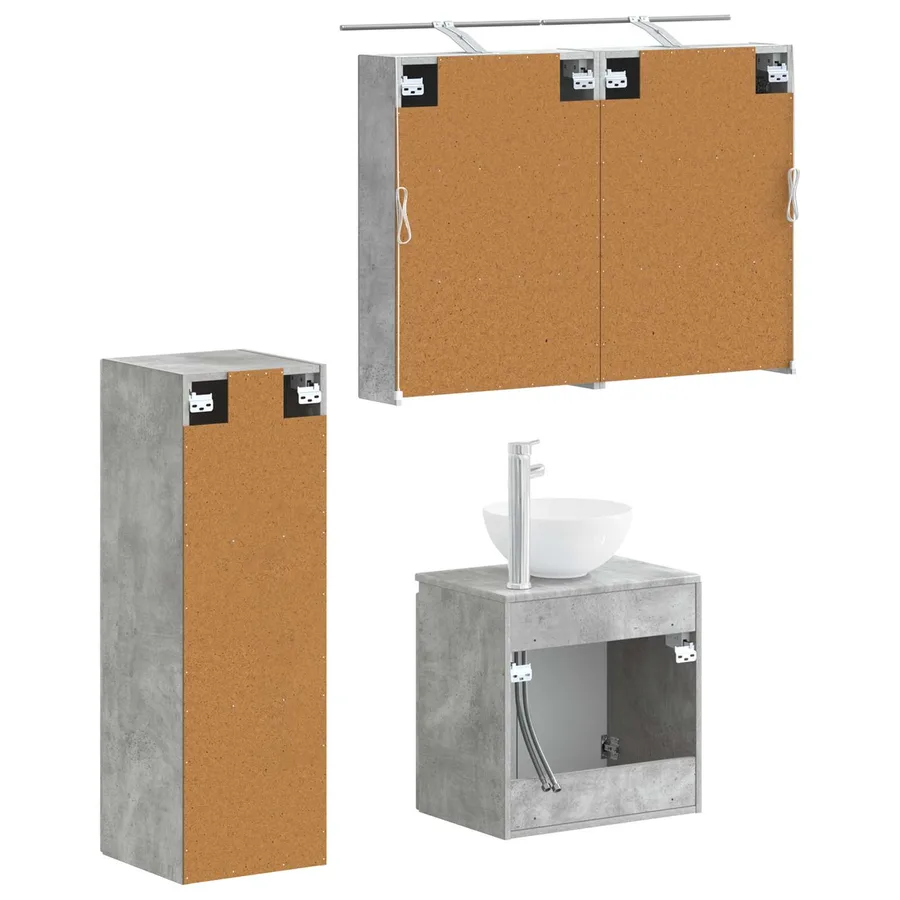 Ensemble de mobilier de salle de bain 4 pcs Gris béton - 5