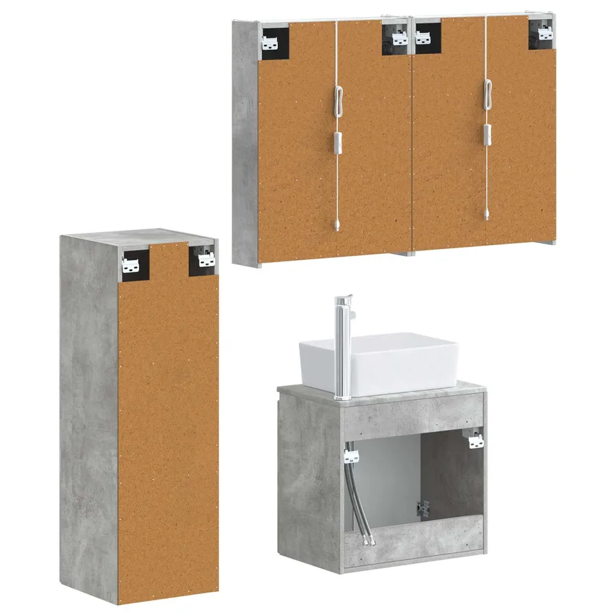 Ensemble de mobilier de salle de bain 4 pcs Gris béton - 5