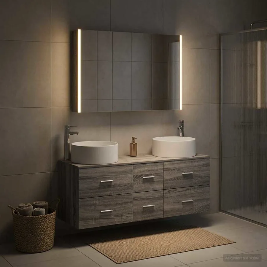 Ensemble de mobilier de salle de bain 4 pcs Sonoma gris - 4