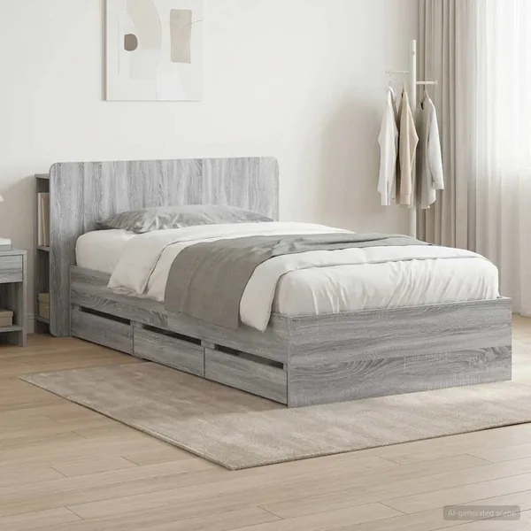 Cadre de lit avec rangement Sonoma gris 90 x 200 cm