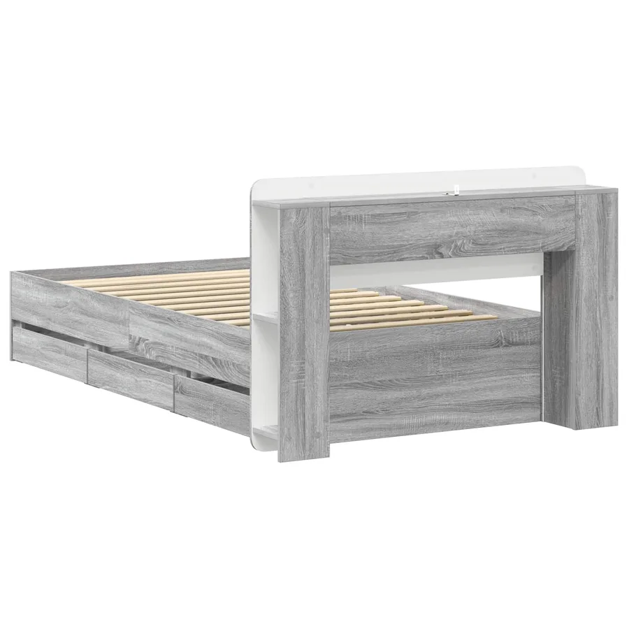 Cadre de lit avec rangement Sonoma gris 90 x 200 cm - 6