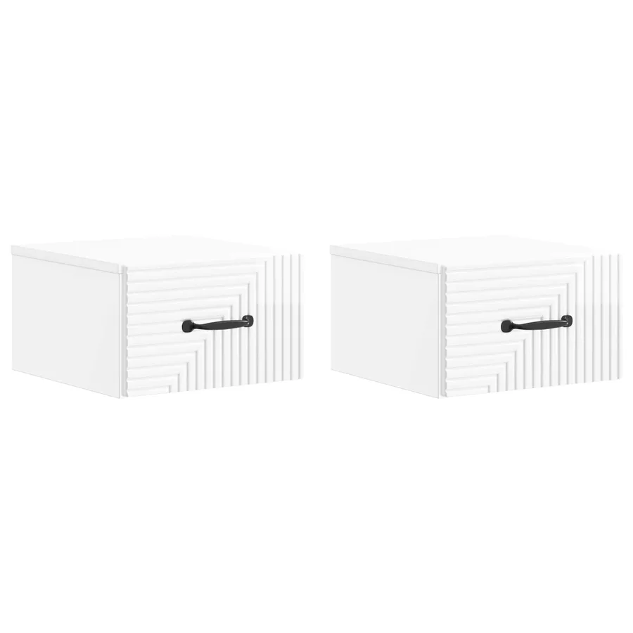 Cabinet de chevet mural 2 pcs Blanc brillant 34,5 x 33 x 20 cm - 2