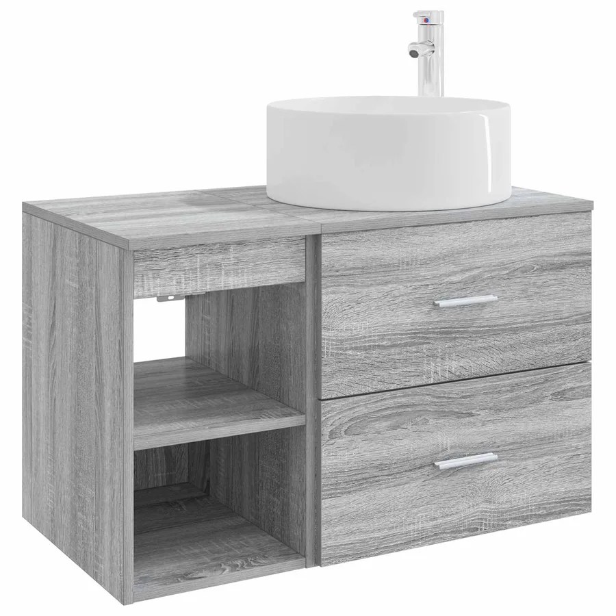 Ensemble de mobilier de salle de bain 2 pcs Sonoma gris - 2