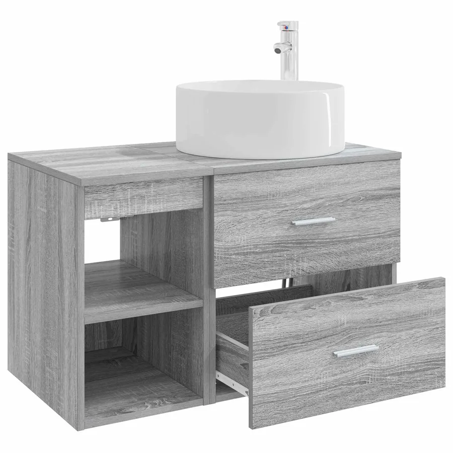 Ensemble de mobilier de salle de bain 2 pcs Sonoma gris - 4