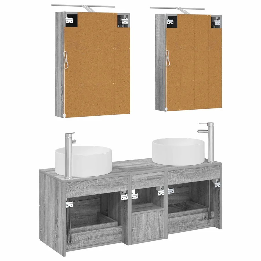 Ensemble de mobilier de salle de bain 5 pcs Sonoma gris - 7