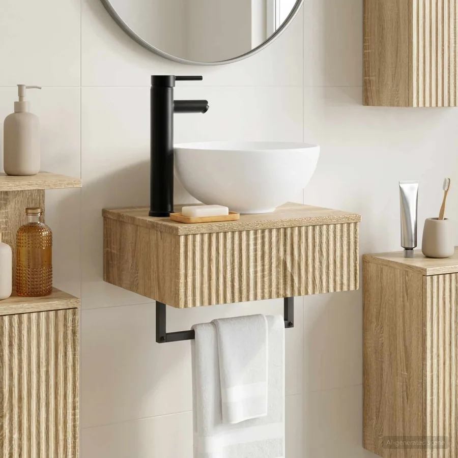 Basin de lavage mural Chêne Sonoma 40 x 35 x 39 cm