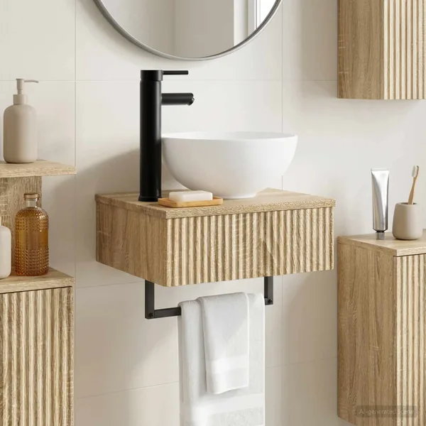 Basin de lavage mural Chêne Sonoma 40 x 35 x 39 cm