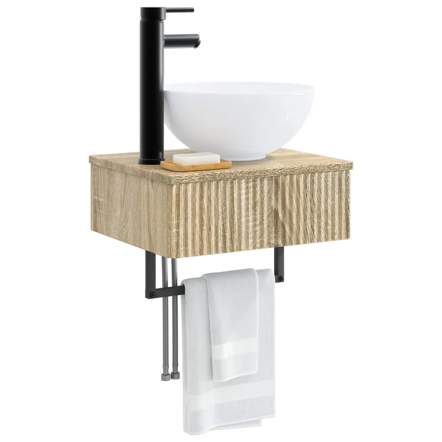 Basin de lavage mural Chêne Sonoma 40 x 35 x 39 cm - 3