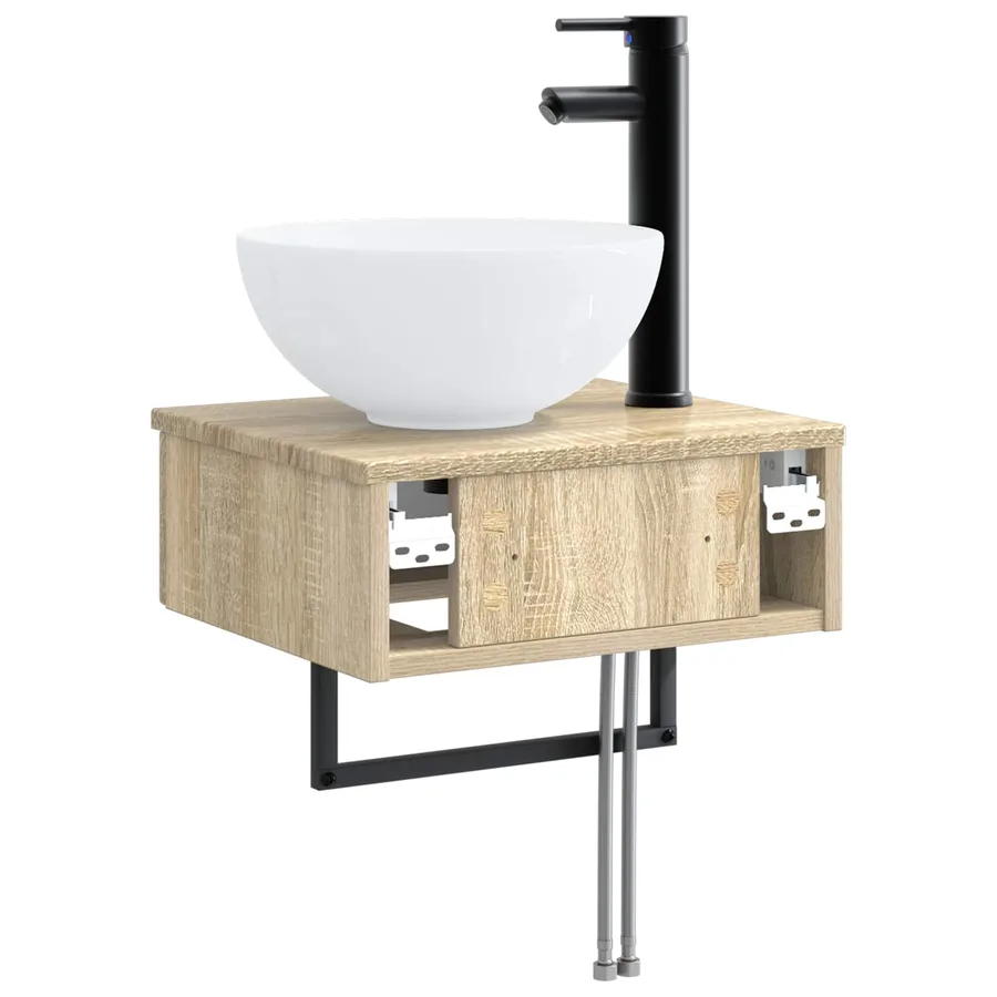 Basin de lavage mural Chêne Sonoma 40 x 35 x 39 cm - 5