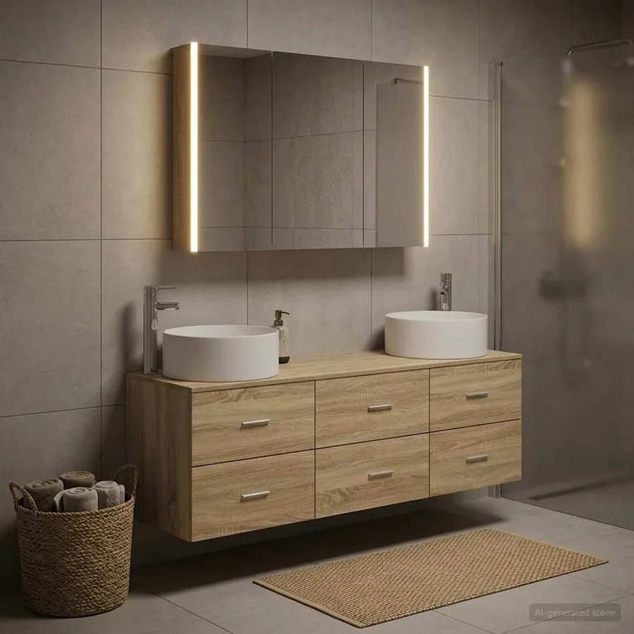 Ensemble de mobilier de salle de bain 4 pcs Chêne Sonoma