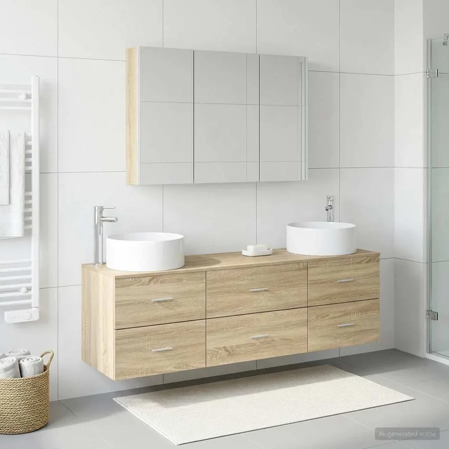 Ensemble de mobilier de salle de bain 4 pcs Chêne Sonoma - 4