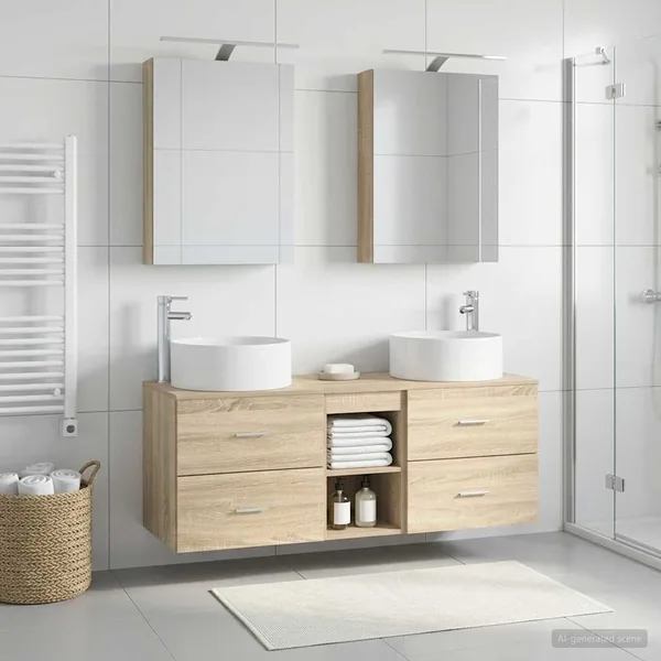 Ensemble de mobilier de salle de bain 5 pcs Chêne Sonoma
