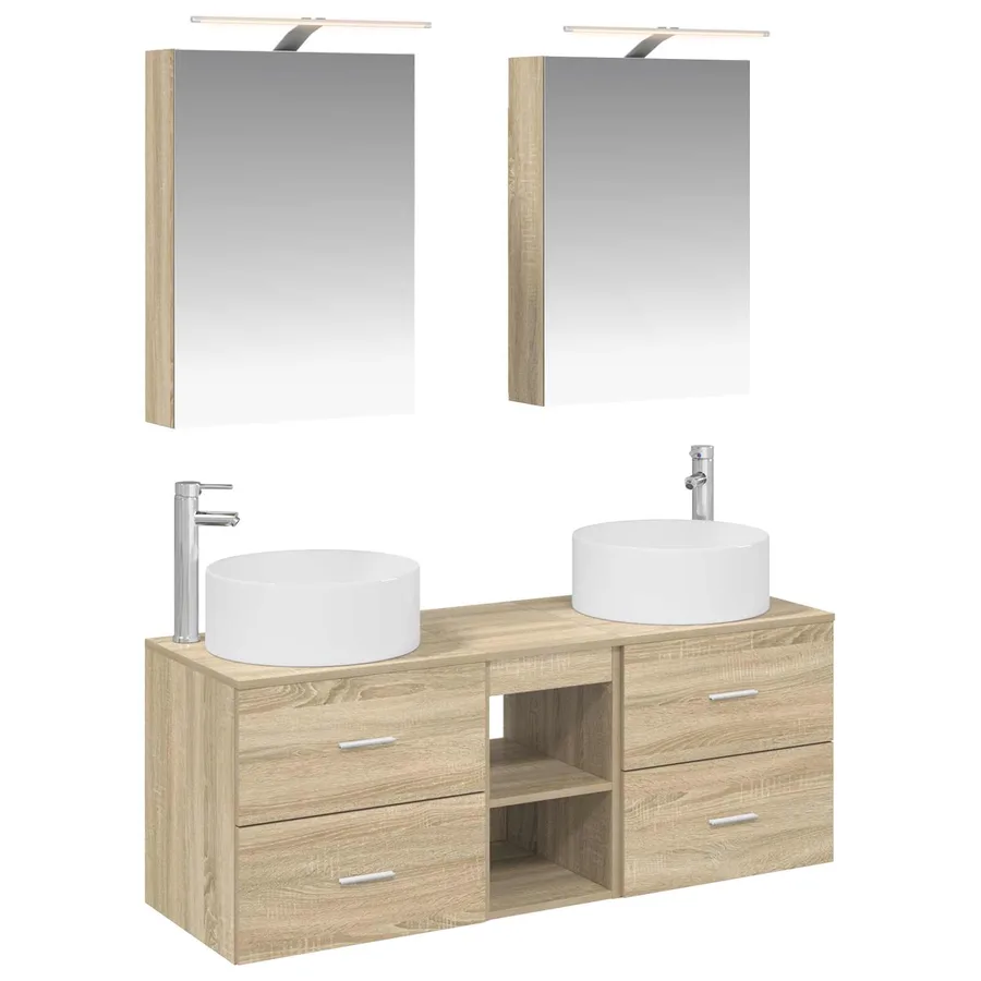 Ensemble de mobilier de salle de bain 5 pcs Chêne Sonoma - 2