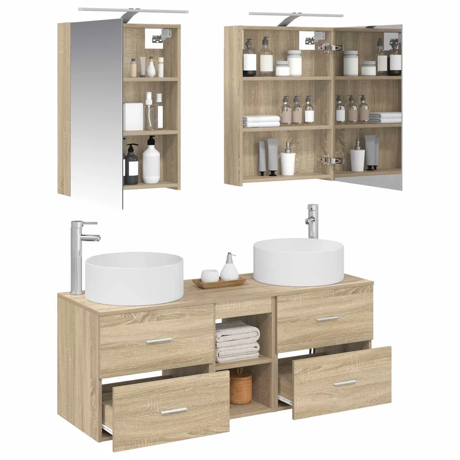 Ensemble de mobilier de salle de bain 5 pcs Chêne Sonoma - 3