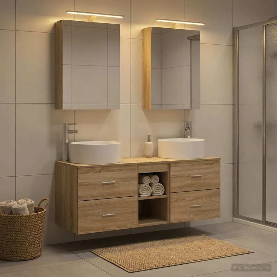 Ensemble de mobilier de salle de bain 5 pcs Chêne Sonoma - 4