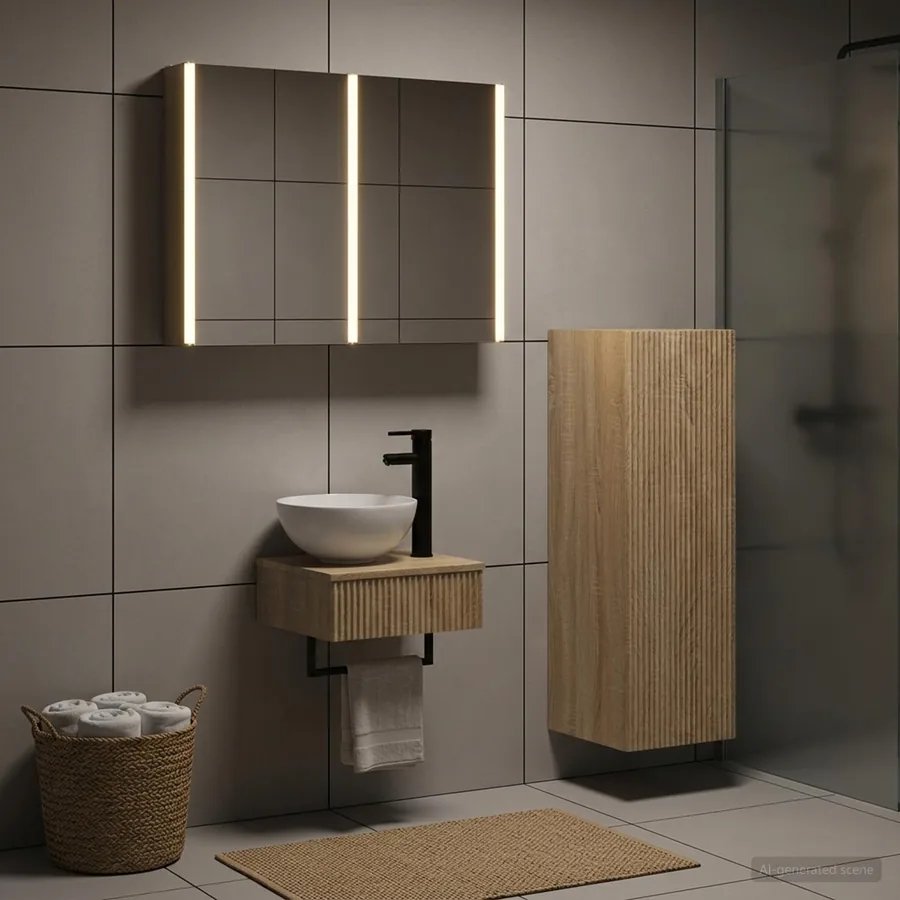 Ensemble d'armoire de salle de bain 4 pcs Chêne Sonoma