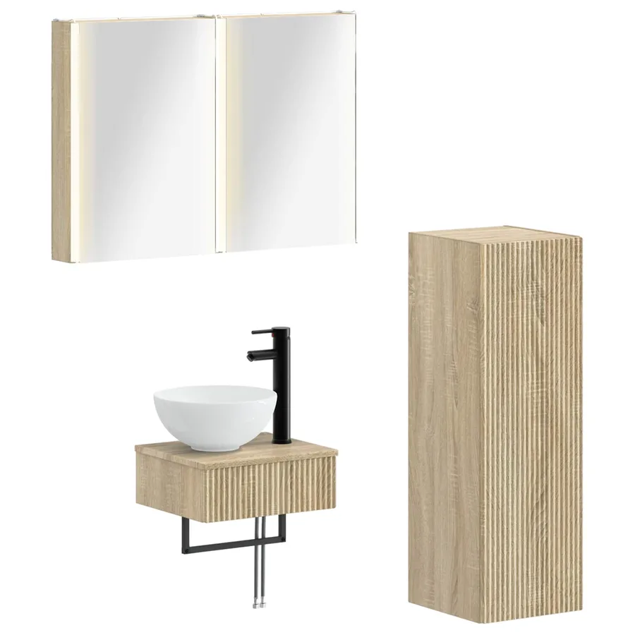 Ensemble d'armoire de salle de bain 4 pcs Chêne Sonoma - 2