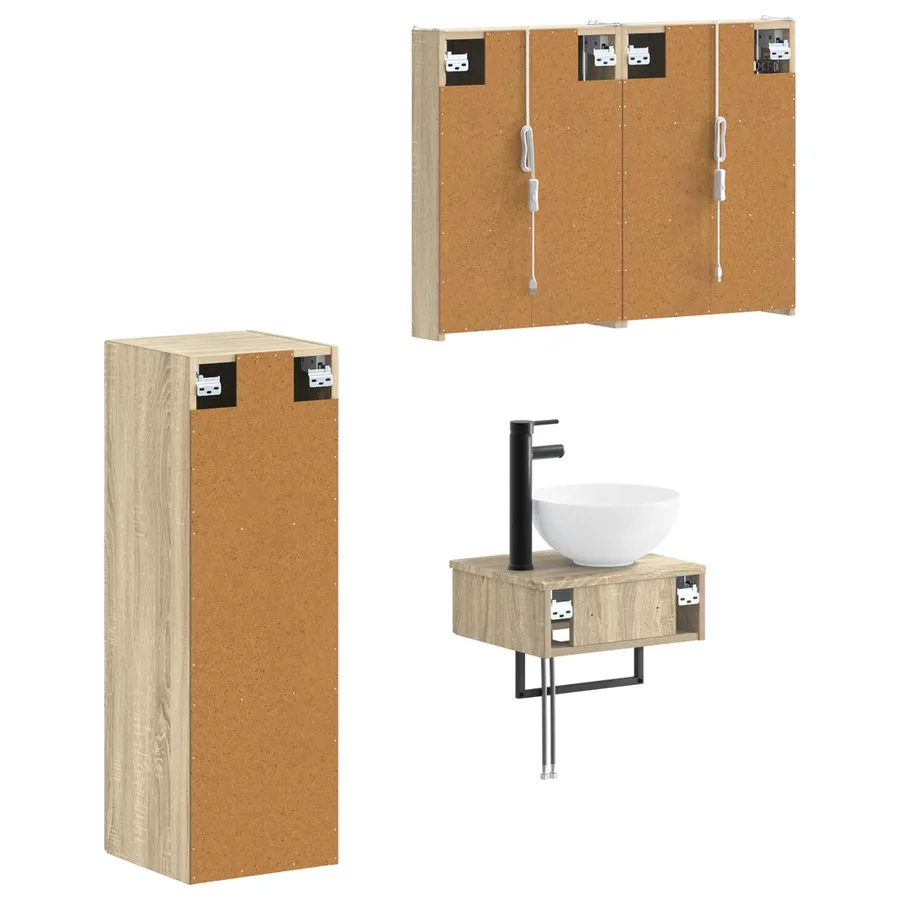 Ensemble d'armoire de salle de bain 4 pcs Chêne Sonoma - 5