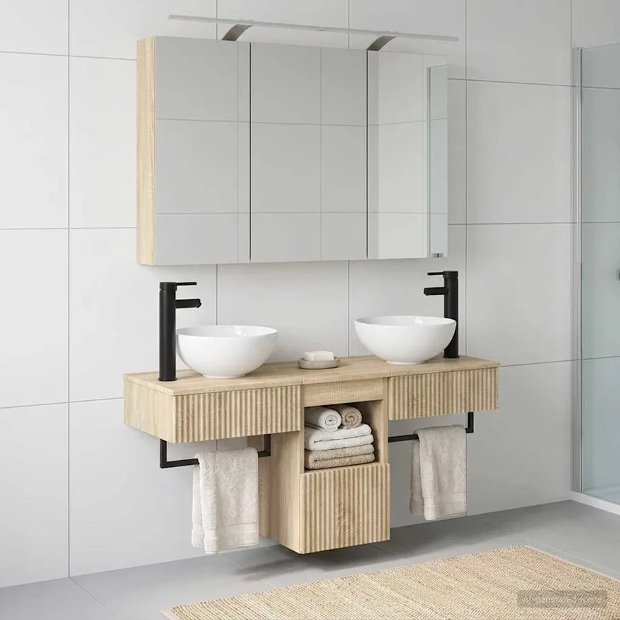 Ensemble d'armoire de salle de bain 4 pcs Chêne Sonoma - 4