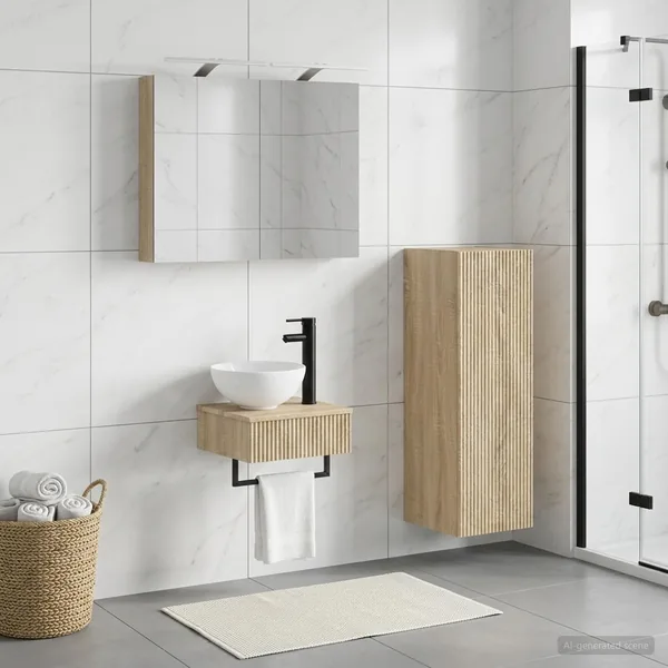 Ensemble d'armoire de salle de bain 4 pcs Chêne Sonoma