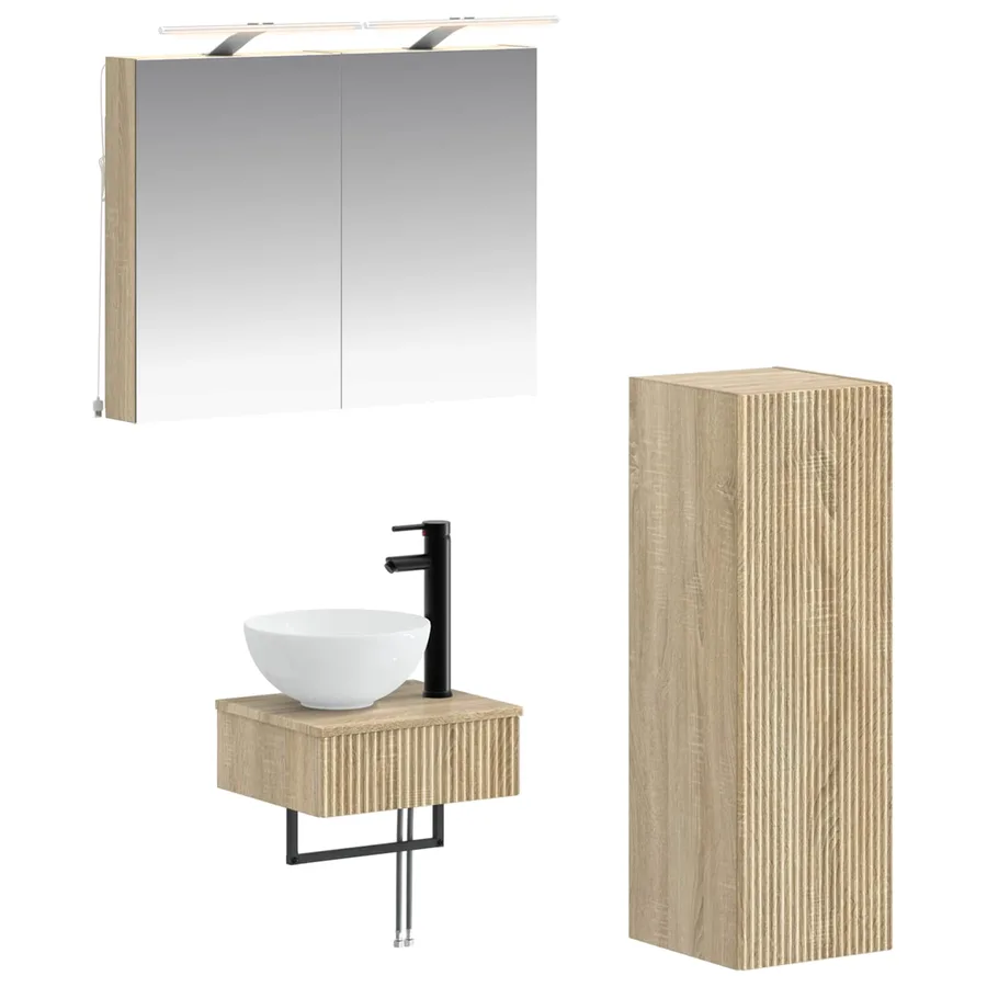 Ensemble d'armoire de salle de bain 4 pcs Chêne Sonoma - 2