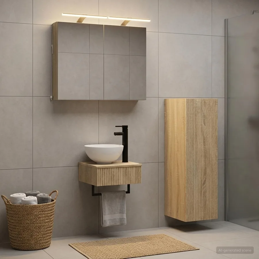 Ensemble d'armoire de salle de bain 4 pcs Chêne Sonoma - 4