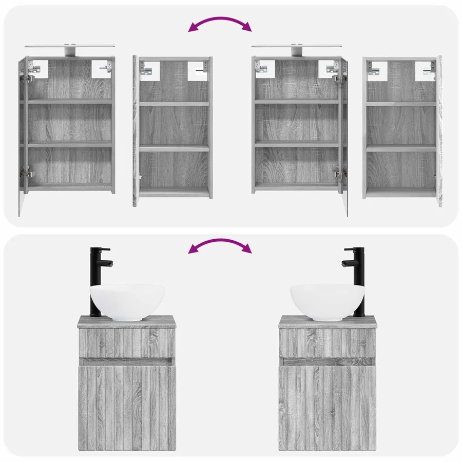 Ensemble d'armoire de salle de bain 5 pcs Sonoma gris - 14