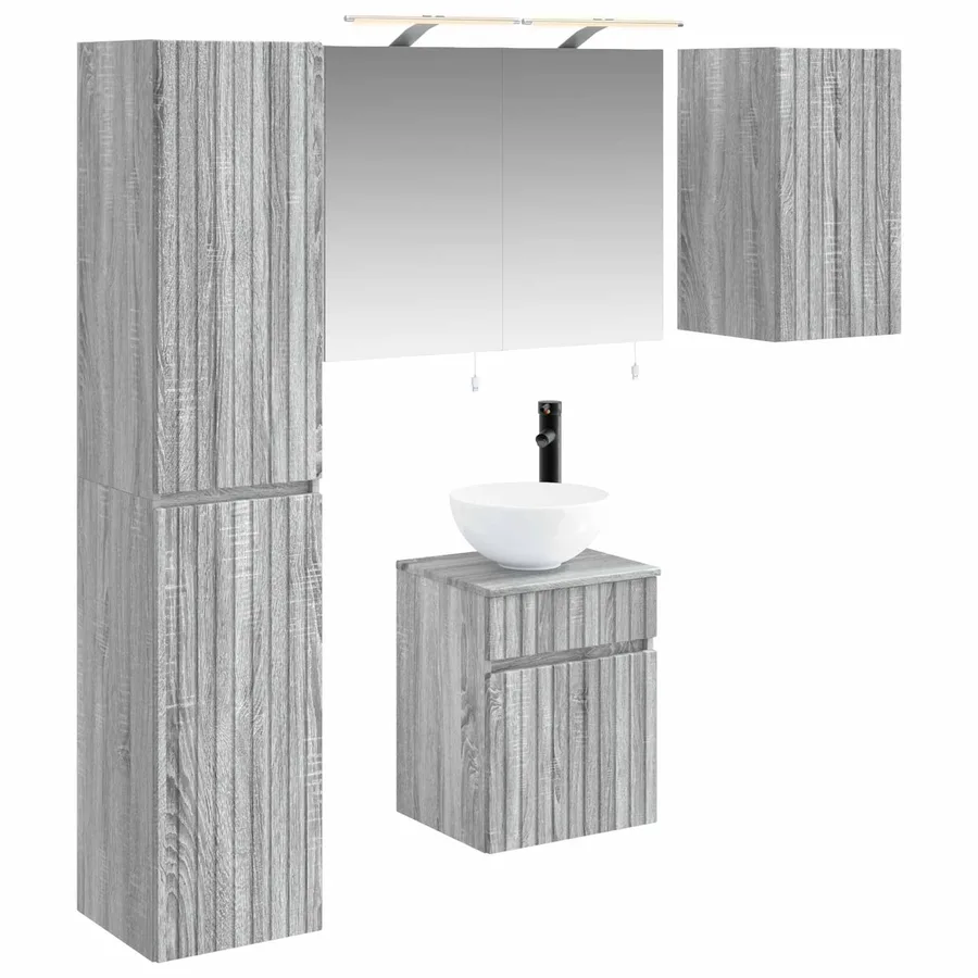 Ensemble d'armoire de salle de bain 5 pcs Sonoma gris - 2