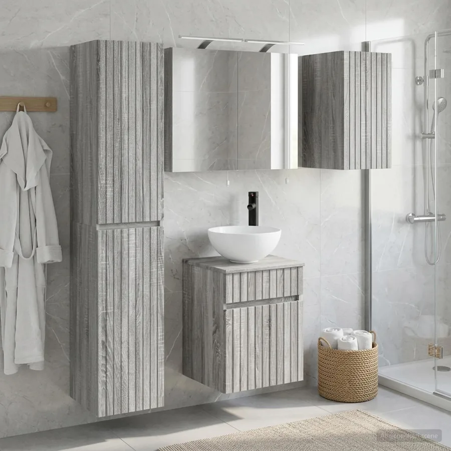 Ensemble d'armoire de salle de bain 5 pcs Sonoma gris - 4