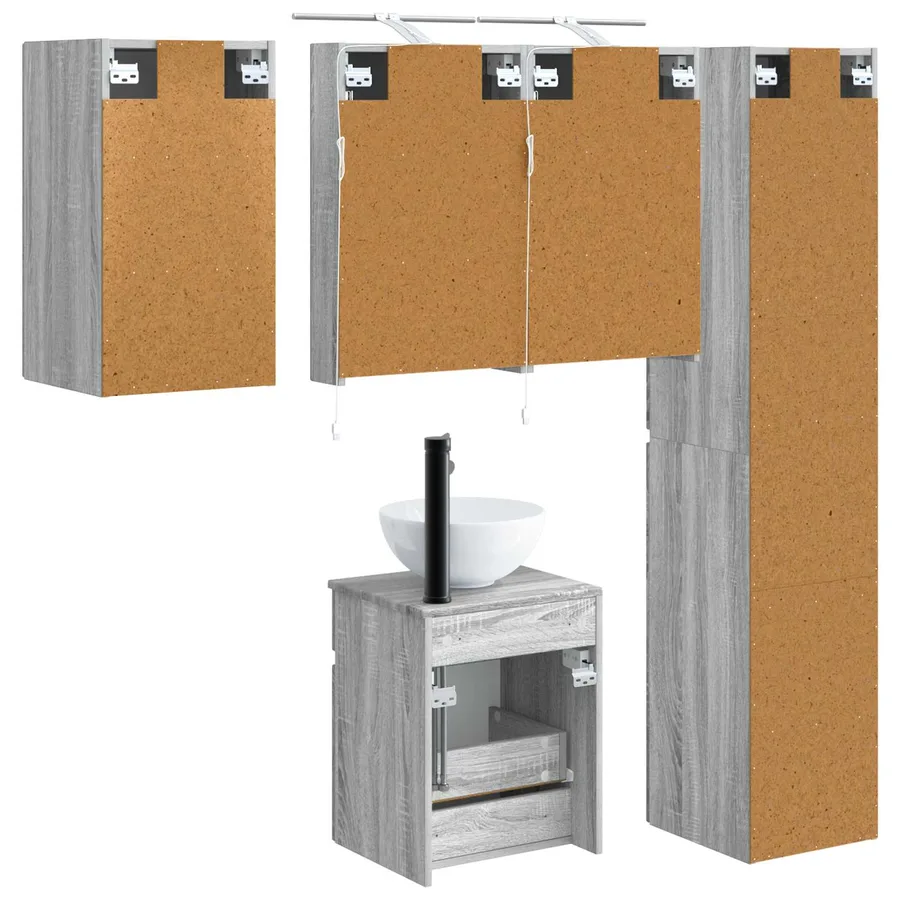 Ensemble d'armoire de salle de bain 5 pcs Sonoma gris - 9