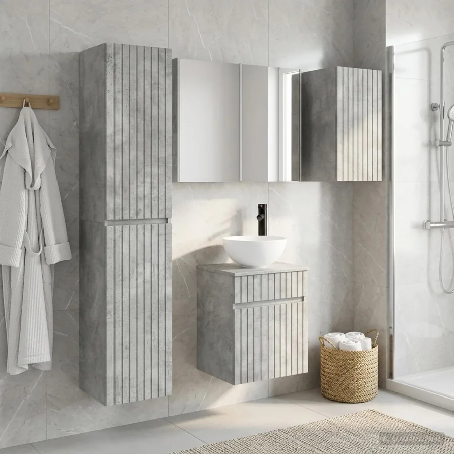 Ensemble d'armoire de salle de bain 5 pcs Gris béton