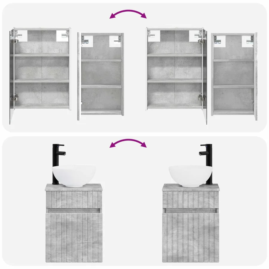 Ensemble d'armoire de salle de bain 5 pcs Gris béton - 14