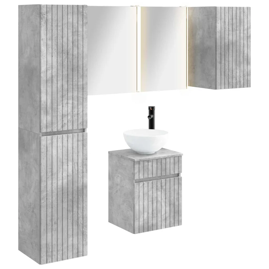 Ensemble d'armoire de salle de bain 5 pcs Gris béton - 2