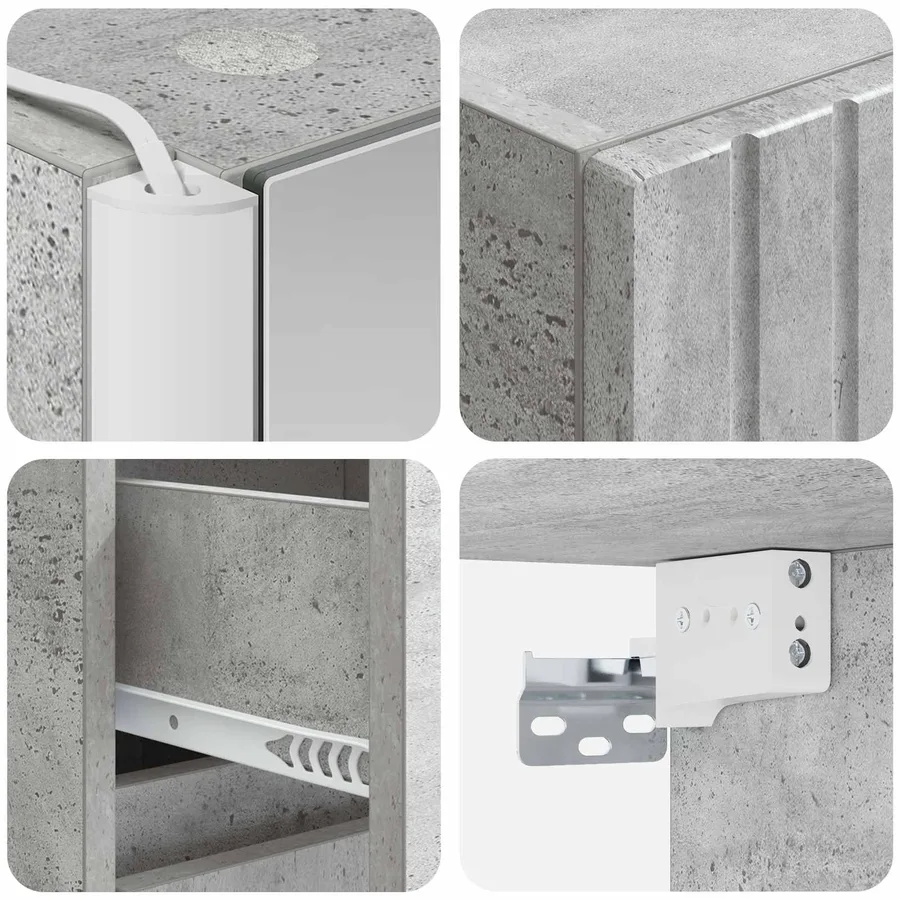 Ensemble d'armoire de salle de bain 5 pcs Gris béton - 8