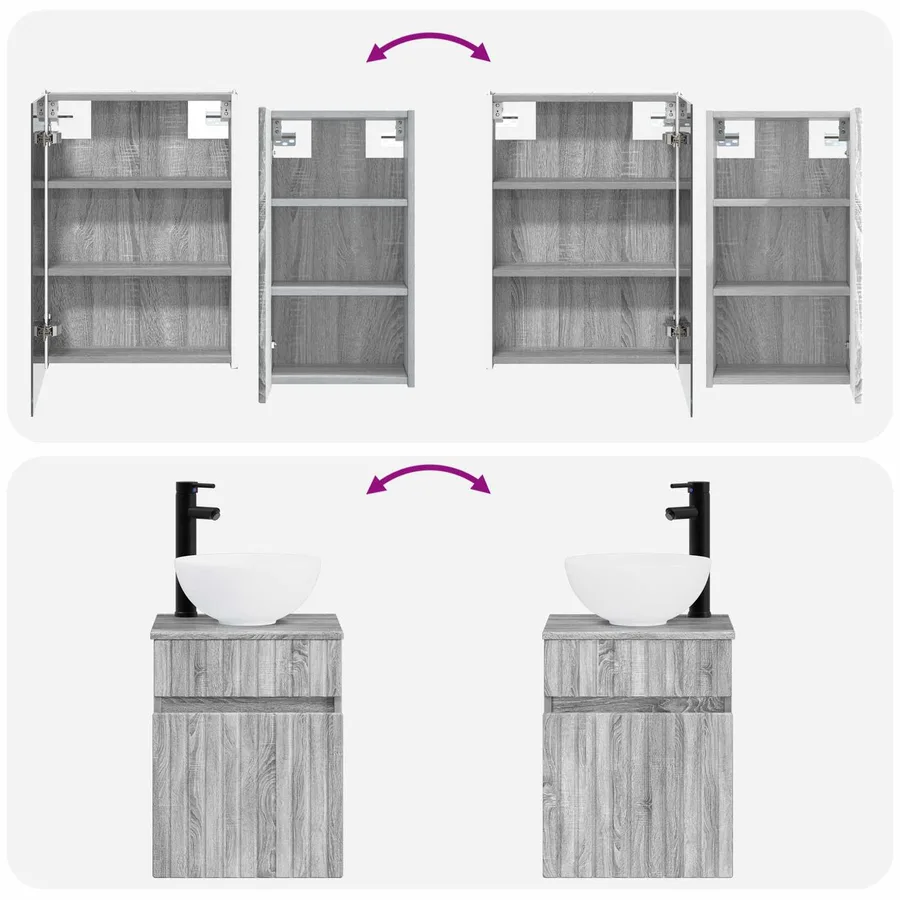 Ensemble d'armoire de salle de bain 5 pcs Sonoma gris - 14