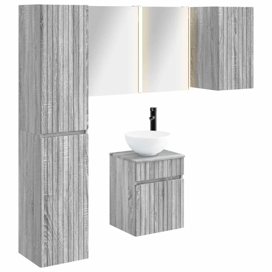 Ensemble d'armoire de salle de bain 5 pcs Sonoma gris - 2