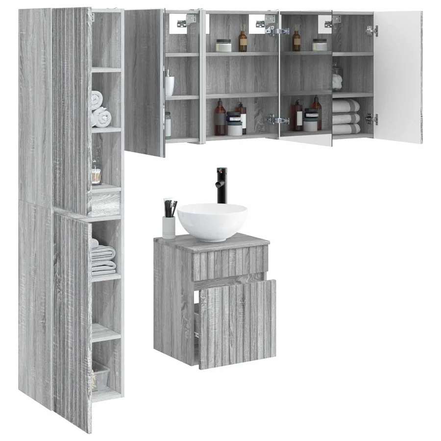 Ensemble d'armoire de salle de bain 5 pcs Sonoma gris - 3