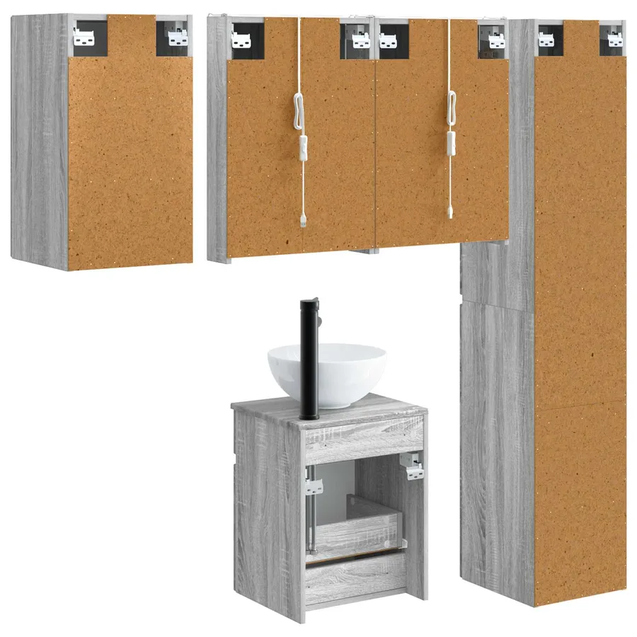 Ensemble d'armoire de salle de bain 5 pcs Sonoma gris - 9
