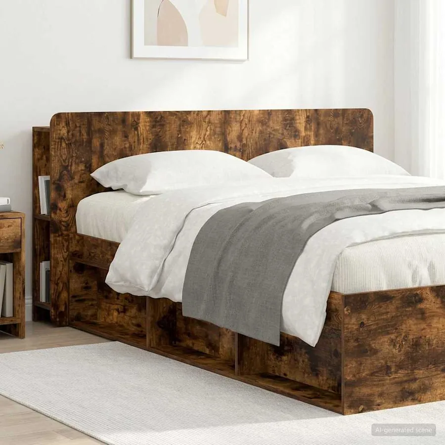 Cabinet de Tête de Lit Chêne fumé Bois d'ingénierie