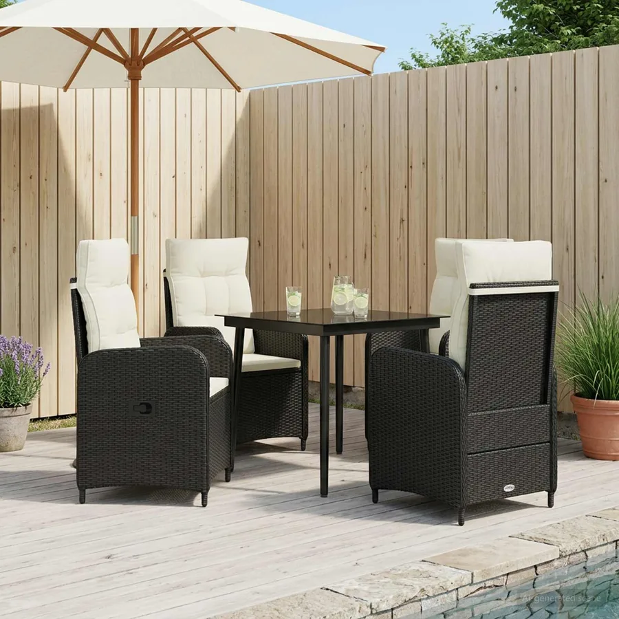 Ensemble de Tables Basses 5 pcs Noir et blanc crème - 3