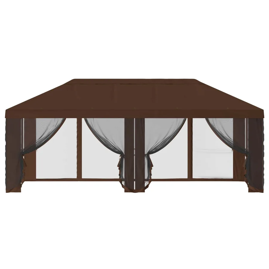 Housse de tonnelle avec murs latéraux 6 x 3 m Marron Polyester - 5