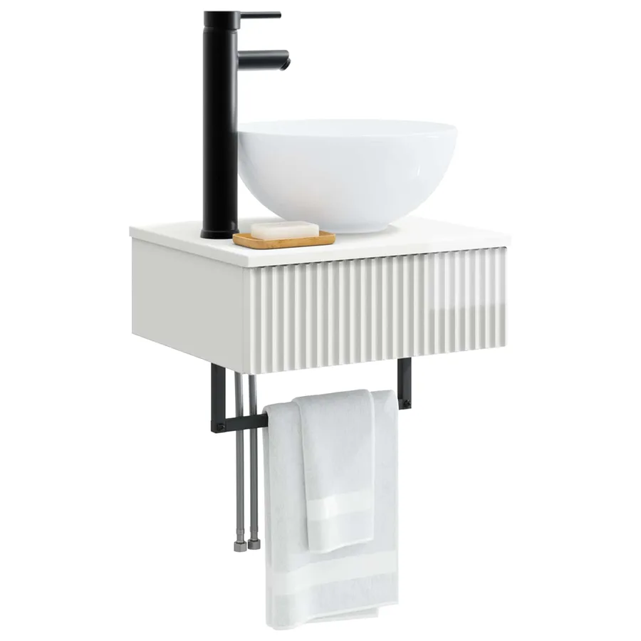 Basin de lavage mural Blanc brillant 40 x 35 x 39 cm - 3