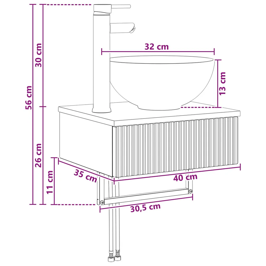 Basin de lavage mural Blanc brillant 40 x 35 x 39 cm - 8