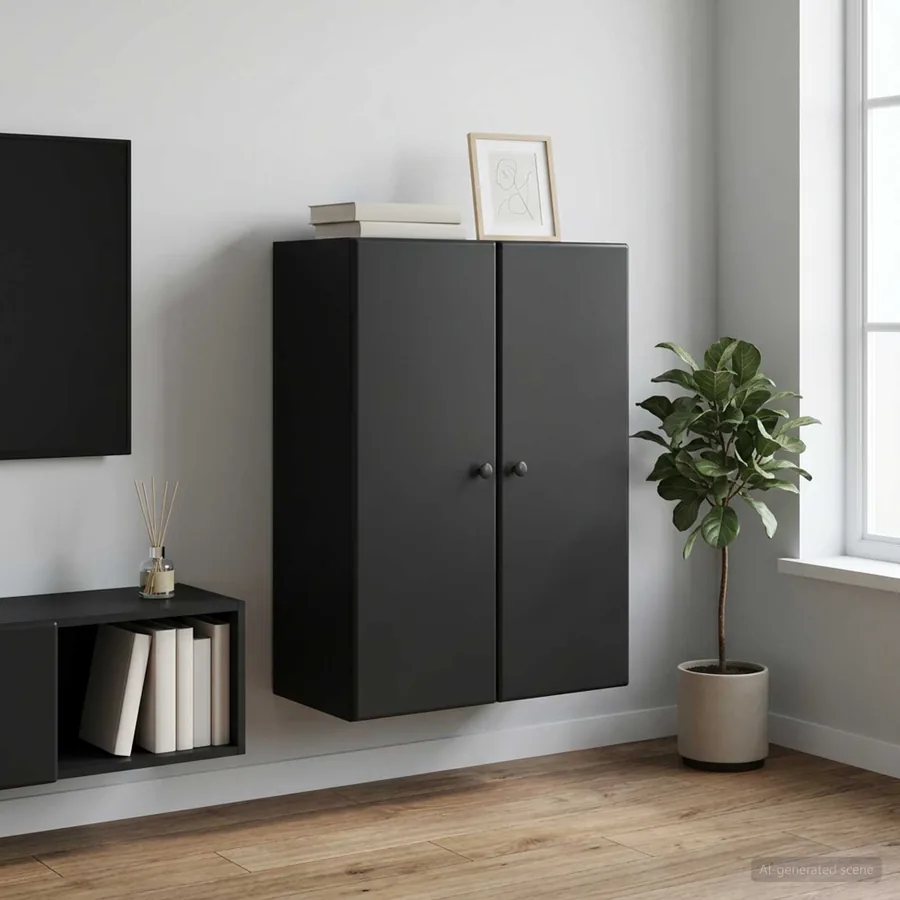 Armoire Murale Noir 66 x 34,5 x 90 cm Bois d'ingénierie