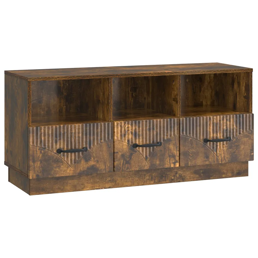 Meuble TV Chêne fumé 102 x 34,5 x 47 cm Bois d'ingénierie - 2