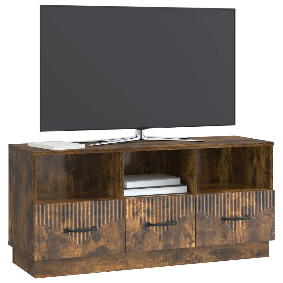 Meuble TV Chêne fumé 102 x 34,5 x 47 cm Bois d'ingénierie - 3